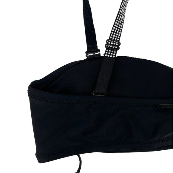 Kendall + Kylie Womens Black Rhinestone Bikini Set Two-Piece Swimsuit Small S - Picture 6 of 12